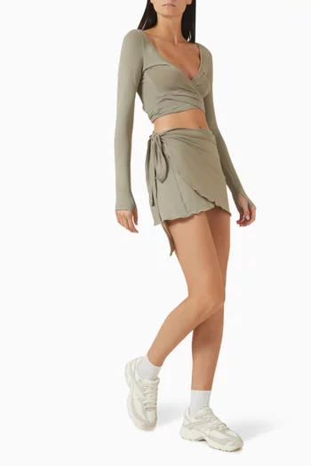 Stretch Knit Wrap Skirt