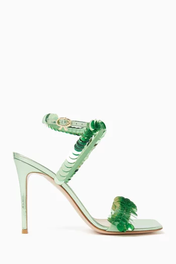Sequin Embellished 95 Sandals in Metallic Leather