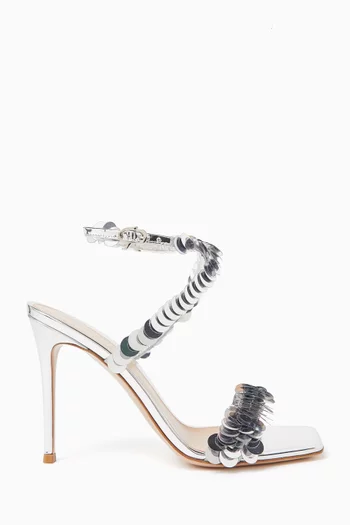 Sequin Embellished 95 Sandals in Metallic Leather