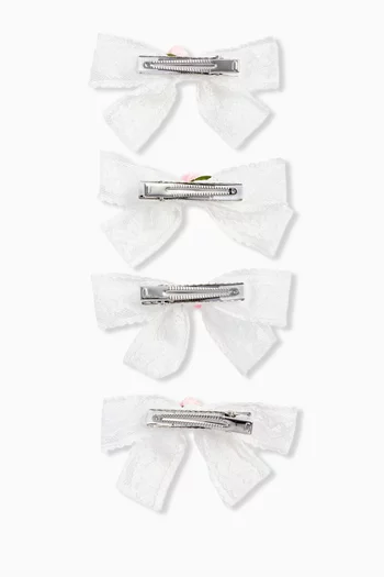 Bow Hair Clips in Lace, Set of 4