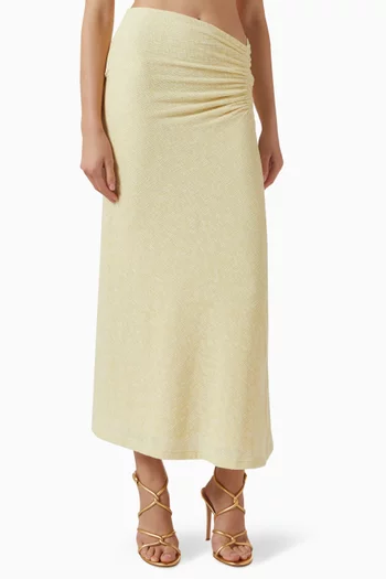 Kyle Ruched Knit Skirt in Cotton Blend