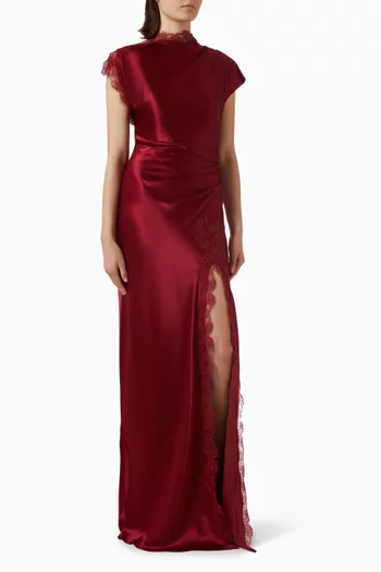 Martha Lace-trim Slit Dress