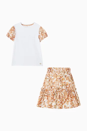 Patterned Top & Skirt Set