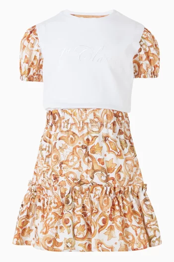 Patterned Top & Skirt Set