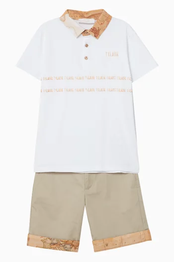 Map-print Polo T-shirt