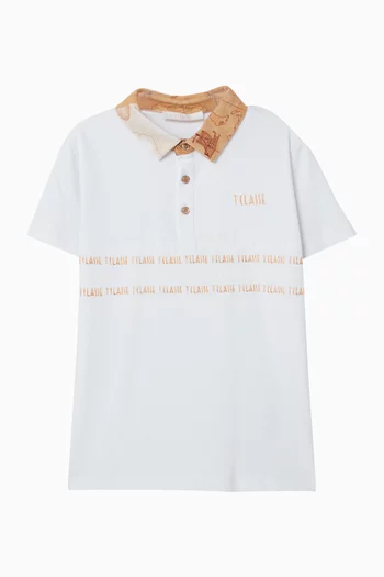 Map-print Polo T-shirt