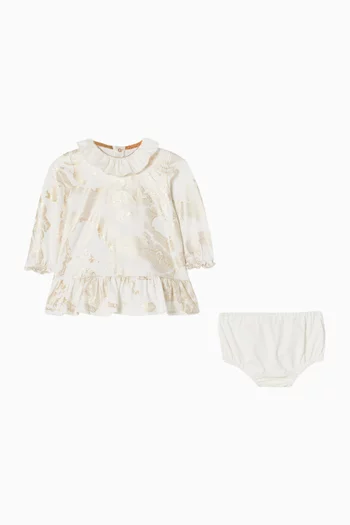 Map-print Ruffled Dress