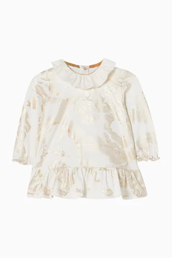 Map-print Ruffled Dress