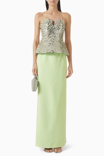 Sequin-embellished Corset Top. & Skirt Set