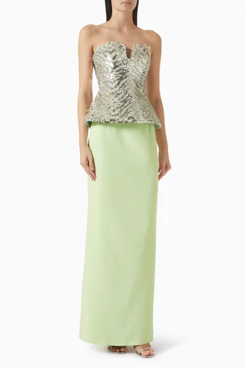 Sequin-embellished Corset Top. & Skirt Set