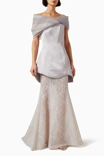 Top & Skirt Set in Crepe & Lace