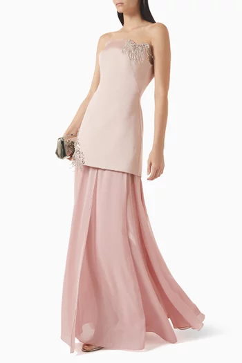 Embellished Gown in Faille & Chiffon
