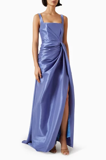 Side Drape Gown in Mikado