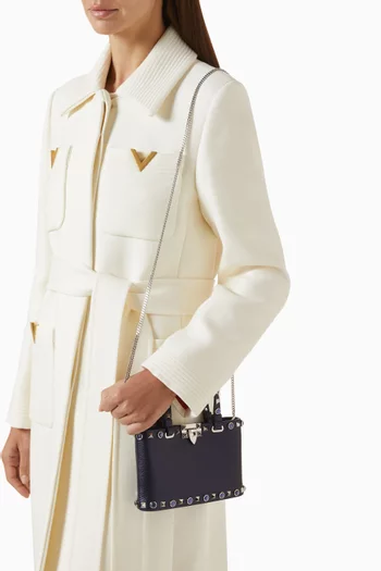 Mini Rockstud Shopping Bag in Laminated Leather