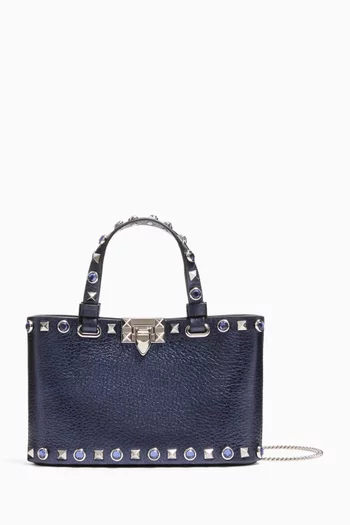 Mini Rockstud Shopping Bag in Laminated Leather