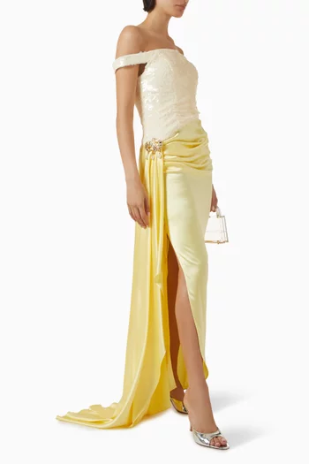 Simona Sequin-embellished Gown in Satin
