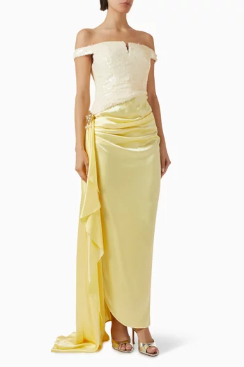 Simona Sequin-embellished Gown in Satin