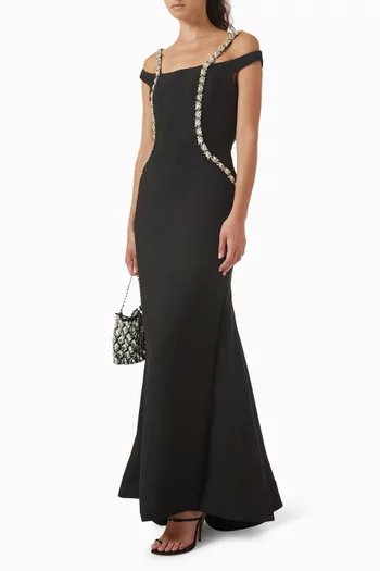 Elisa Crystal-embellished Gown in Satin
