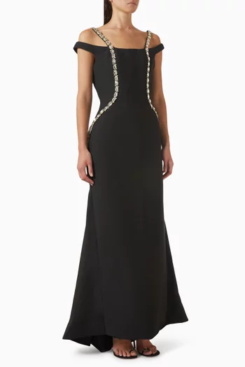 Elisa Crystal-embellished Gown in Satin