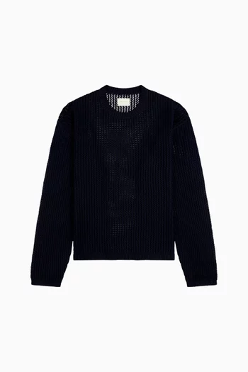 Cotton Eyelet Crewneck Sweater