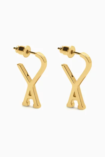 Small Ami De Coeur Hoop Earrings in Brass
