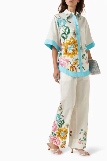 Joe Wide-leg Pants in Linen Blend