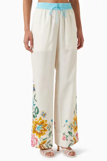 Joe Wide-leg Pants in Linen Blend