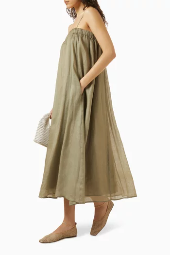 Airy Strap Midi Dress in Ramié