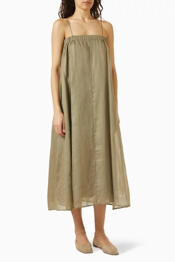 Airy Strap Midi Dress in Ramié