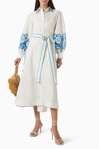 Lucille Midi Dress in Cotton & Linen