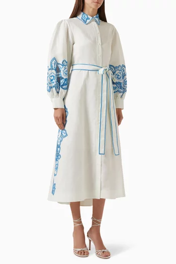 Lucille Midi Dress in Cotton & Linen