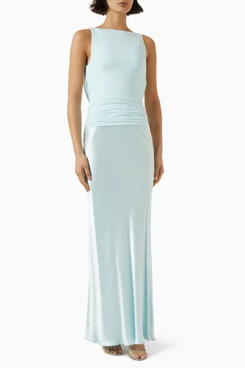 Marceline Cowl-neck Maxi Dress in Jersey & Satin
