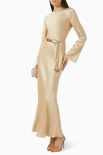 Agnes Long Sleeve Maxi Dress With Belt