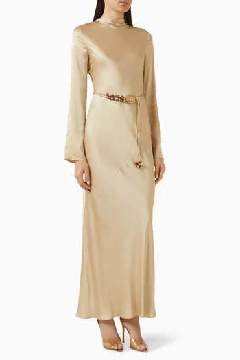Agnes Long Sleeve Maxi Dress With Belt