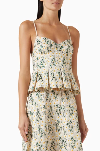 Leyla Floral Top in Cotton-linen