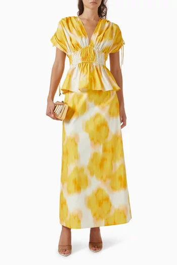 Jasmine Printed Maxi Skirt in Cotton