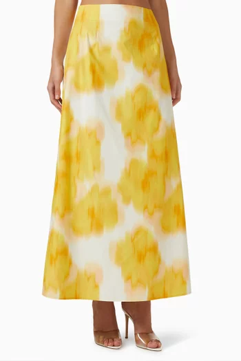 Jasmine Printed Maxi Skirt in Cotton