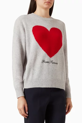 Heart Embroidery Sweater in Cashmere