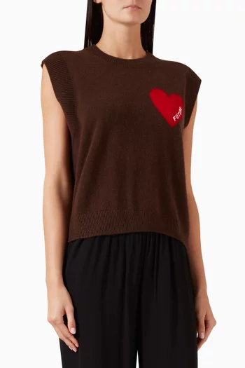 Heart Sleeveless Sweater