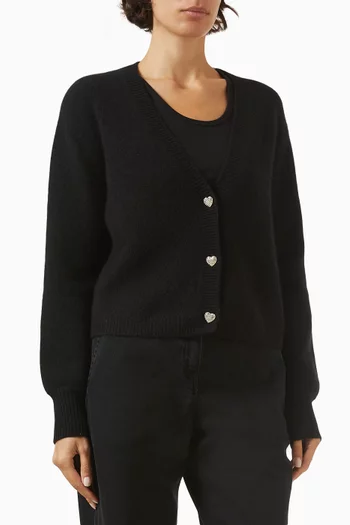 Heart-button Cardigan in Cashmere