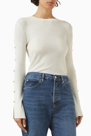 Rhinestone-button Top