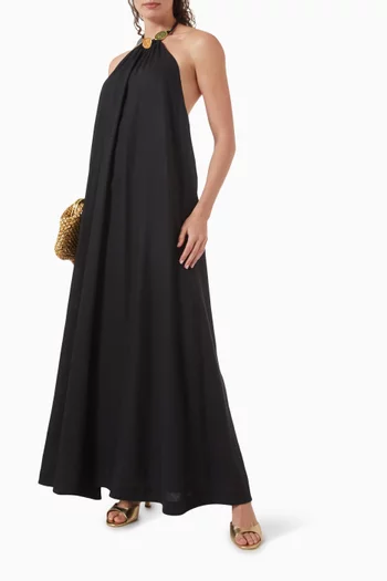 Aidan Open-back Dress in Linen Blend