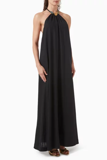 Aidan Open-back Dress in Linen Blend