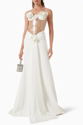 3D Floral Corset Gown