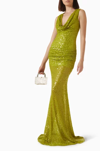 Sequin Embellished Gown in Mesh