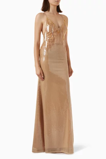Gradient Sequin V-neck Gown