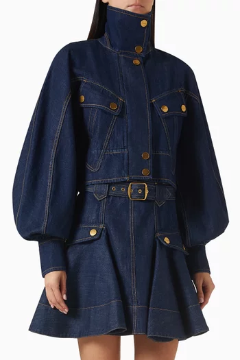 Luna Utility Bomber Jacket in Denim