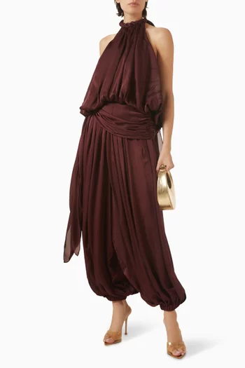 Luna Draped Harem Pants in Satin Chiffon