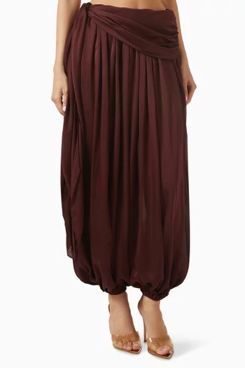 Luna Draped Harem Pants in Satin Chiffon