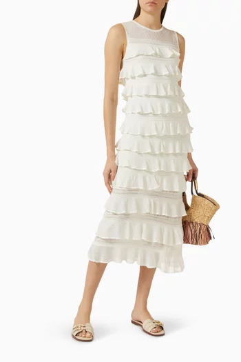 فستان لونا بكشكش مزيج فيسكوز
